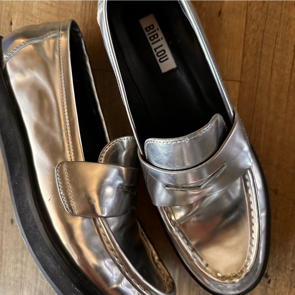 Bibi Lou Jaya Silver Platform Loafer